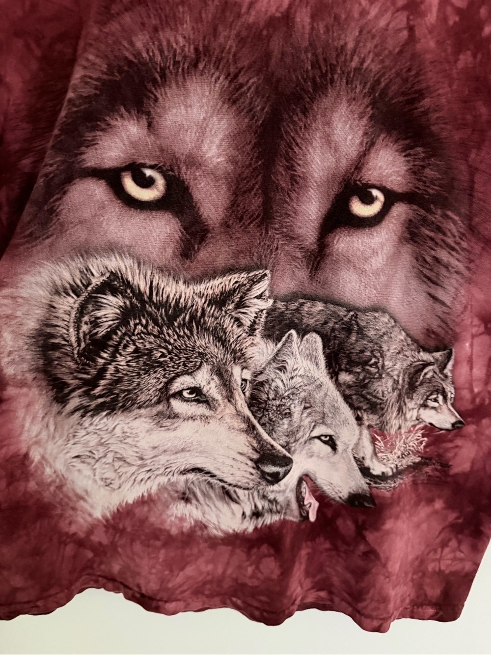 Y2K Wolf Graphic Tie Dye Tee The Mountain Naturecore Oversized - Picture 3 of 7